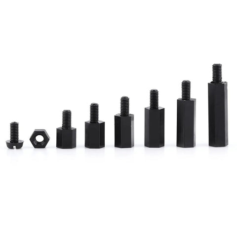 Nylon M2 M3 Male Female Spacer Standoff Kit For DIYers Circuit Boards Alkali Resistant PA66 Anti Interference High Precision 250 Piece Assortment For Home Hobbyists And Prototyping, black M2/M3 spacers