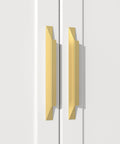 Gold Cabinet Handles 10 Pack 3-3/4 Inch Brushed Brass Drawer Pulls installed on wardrobe doors