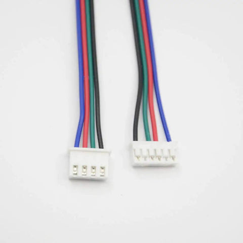 Close-up of Six Pack Two Meter XH2.54 4 Pin To 6 Pin Terminal Stepper Motor Cables for 3D Printer Nema 17 Motors with JST Connectors