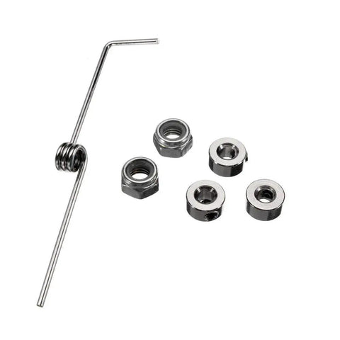 Heavy Duty Aluminum RC Plane Landing Gear Kit For Cessna 182 Replacement, showing spring rod and five metal nuts, DIY parts kit