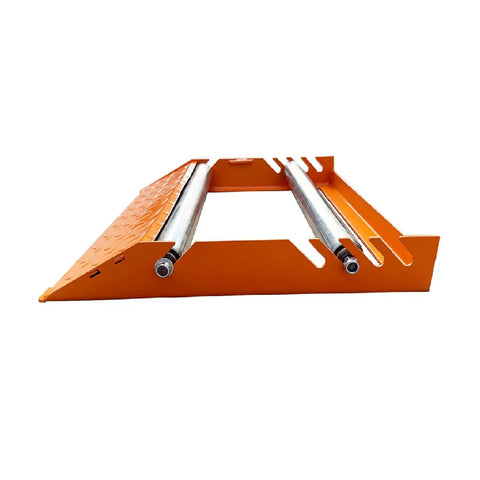 Side view of Stainless Steel Cable Drum Roller Reel Dispenser Stand For Wire Reels 30cm To 70cm Diameter Up To 50cm Wide Reels Heavy Duty Cable