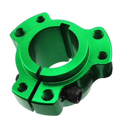 Lightweight Billet Rear Wheel Hub For Drift Trike And Go Kart 1-1/4 Inch Green racing hub showing shaved aluminum design.