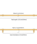 Diagram of Ten Inch Champagne Bronze Cabinet Pulls Pack Of 10 Sleek Kitchen Cabinet Handles with dimensions shown