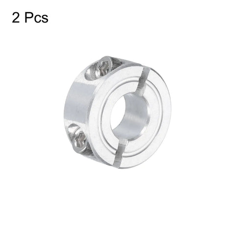 Two Pack Double Split Clamp On Shaft Collar For 3/8 Inch Shaft, 7/8 Inch Outer Diameter, 11/32 Inch Thick Aluminum Alloy With Set Screw