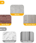 Installation options for Four Pack Black Stainless Steel Towel Hooks: cement, marble, tile, brick wall, wooden door; not on glass or metal.
