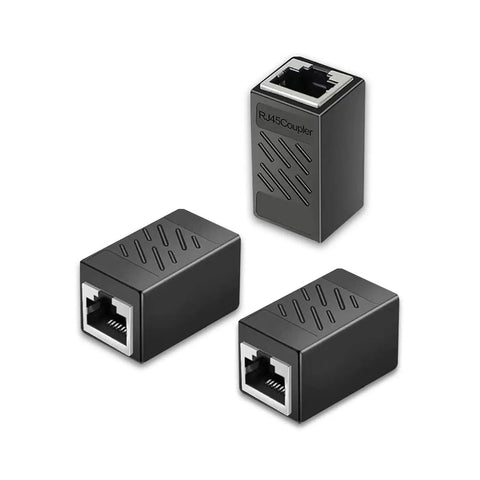 3 Pack Ethernet Coupler Set With Premium Gold Plated RJ45 Connectors, Female To Female Extenders For Cat7 Cat6 Cat5 And Cat5e Cables, Plug And Play No Tools Needed, Extends Network Up To 328 Feet With Stable High Speed Link, black RJ45 couplers