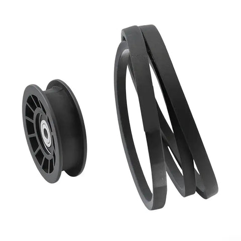 Must Have Idler Pulley And Drive Belt Combo Kit For Stens Z254F And CZ3815 Mowers showing rubber idler and belts.