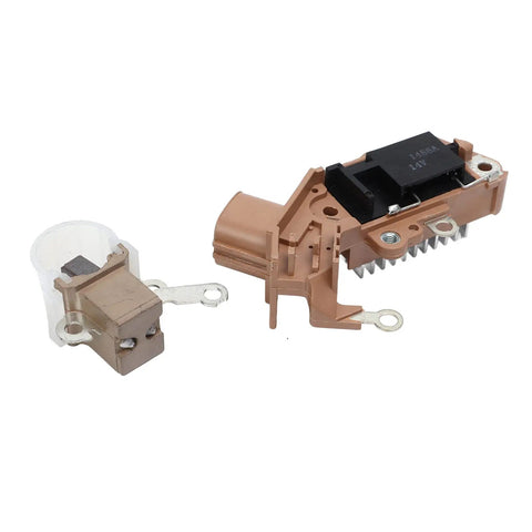Top Notch Hella Durable Alternator Voltage Regulator And Brushes Rebuild Kit 2770075030 close-up of regulator and brush parts for Toyota Yaris 2006-2012.