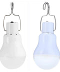 Two Solar Powered Lamp With Remote Control, Portable LED Bulb Lights, white design and hook attachments, 350LM, Pack Of 2.
