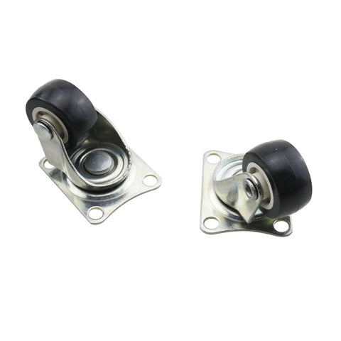 Eight Sweet Hella Compact Swivel Roller Casters With Legit Strong Self Sticking Pad And Screw Bolts, 23MM rubber wheels on steel brackets.