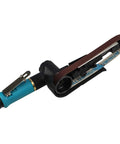 Heavy Duty Pneumatic Air Belt Sander 16000Rpm With 360 Rotating Handle For Rust Removal Welding Grinding And Polishing 20X520Mm Metal Finishing Tool Smooth Finish close-up of the sanding belt and handle