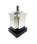 Heavy Duty Helical Planetary Gearbox Compatible With Nema 42 And 52 Stepper Servo Motors Boasts 25 To 1 Ratio In Solid Yellow Housing, showcasing metal casing and robust base.