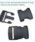 1.5 Inch Quick Side Release Buckles 4 Pack No Fuss Durable Plastic Clips for Nylon Webbing Straps, front view