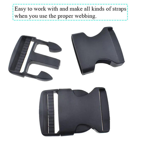 1.5 Inch Quick Side Release Buckles 4 Pack No Fuss Durable Plastic Clips for Nylon Webbing Straps, front view