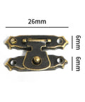 Close-up of antique bronze hasp latch with dimensions for 10 Piece Hasp Latch Set For Wooden Storage Boxes Jewelry Chests And Suitcases