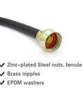 Durable Rubber Washing Machine Y Mixer Hose Connector With 3/4 Inch Fittings And 12 Inch Length, zinc-plated steel nut view