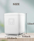 Super Compact Countertop Ice Maker Machine For Home And Bars Yields Fresh Cubes In Six Minutes Flat dimensions 12 inch by 10.6 inch by 9.8 inch.