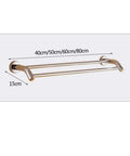 Stainless Steel Double Bar Towel Bar Rack 60x15cm Quick Dry Adhesive Mount Bath Towel Holder No Fuss Rustproof SUS304 Bright Finish