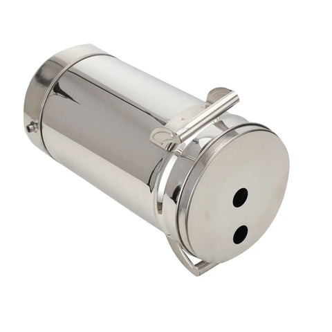 8 Liter Fluidized Powder Hopper Tank For Coating Machines And Hvlp Sprayers Stainless Steel Small Paint Bucket 201 Grade close-up view with lid and handle.
