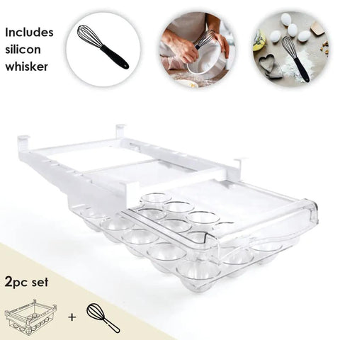 Fridge Egg Drawer Organizer With Adjustable Rack And Snap On Install Clear Egg Storage Bin That Fits Up To 15 Eggs