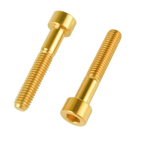 Titanium Allen Bolts M6x35mm For Bicycle Headset Stem Top Cover Screws Hex Head Titanium Alloy TC4 Anti Corrosion 5 Pack Gold Finish