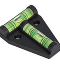 Ycauty T Level Bubble Spirit Level with Installation Hole Measuring (Black) showing two green level bubbles on a compact base.