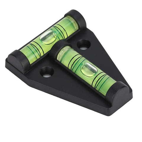 Omquot Crystal Clear T Spirit Level with Installation Hole; Portable ABS Acrylic Measuring Instrument for Camera, black and green, compact design