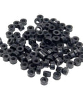 24 Pcs 5Mm Thick Black Nylon Round Spacer Washers For DIY Projects Bumpers And Hardware Spare Parts Kit Flat Durable Spacers For Automotive Motorcycle And Home Repairs, pile view