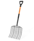 Wide Head Pitch Fork For Manure And Hay, Beefy Heavy Duty 14.96 Inch Head With 10 Tines, Unbreakable Fiberglass Handle, 45 Inch Grip