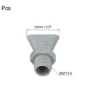 Two Pack 1/4 Inch BSPT Male Duckbill Wind Nozzles For Compressed Air Systems, Flat Air Nozzle, ABS Body, Grey - Close-Up View