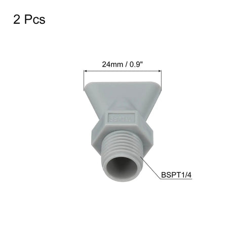 Two Pack 1/4 Inch BSPT Male Duckbill Wind Nozzles For Compressed Air Systems, Flat Air Nozzle, ABS Body, Grey - Close-Up View