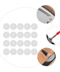 30 Pack Heavy Duty Mountain Bike Valve Stem Pads For Hella Secure Seals And Zero Leaks Quick Swap Tubeless Tire Guard Kit For Sick Rides And Badass Trail Grip, white pads displayed with valve stems.
