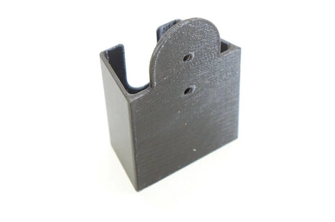 Close-up of the EWESD Wall Mount Holder Bracket Stud Finder made of durable black plastic, showcasing its design and mounting holes.