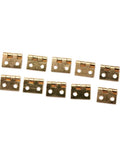 10 Pack Brass Mini Hinges For Dollhouse And Cabinet Doors Small Decorative Jewelry Box Hardware With Nails Fits Like A Glove Smooth Swing Killer Quality Accents, showing compact brass hinges in a line.