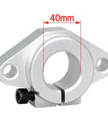 STK 40 mm Aluminum Alloy Bracket Guide Shaft Supports With Flanged Slit Strut Clamps, side view showing bolt and flange holes
