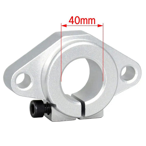 STK 40 mm Aluminum Alloy Bracket Guide Shaft Supports With Flanged Slit Strut Clamps, side view showing bolt and flange holes