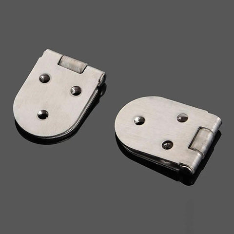 4 Pack 90 Degree Solid Cabinet Hinges With Screws, Flush Mount Stainless Steel Silver Finish, 83mm by 31mm, displayed flat on surface
