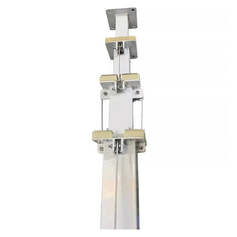 Close-up of the Heavy Duty Telescopic Hand Lift Pole That Cranks Up To Eight Meters Featuring thick alloy frame and height locks.
