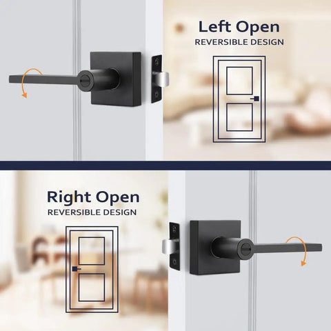 Matte Black Lever Door Handles Set 6 Pack Heavy Duty Privacy Lock For Interior Doors Slim Modern Door Hardware illustration