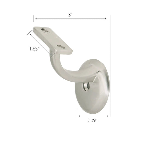 Jumbo Handrail Brackets Satin Nickel 5 Pack Built To Last With Wall Mount 3 Inch Extension Low Profile Zinc Construction For Stair Rails