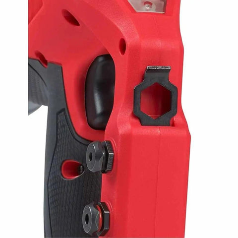 Close-up of nose piece detail on M18 18V One Quarter Inch Blind Rivet Tool Kit With One Key Bare Tool And Retention Nose Pieces