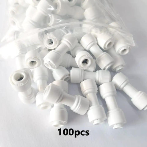 Water Purifier Straight Union Connector One Quarter Inch OD Tube Quick Push To Connect Fitting Made For Residential RO DI Water Filter Systems Durable Plastic Plumbing Connector Pack Of 100
