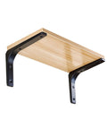 Heavy Duty L Shaped Corner Wall Mount Shelf Brackets With Thickened Steel Build For Floating Industrial Storage That Handle Load Like No Sweat And Bring Major Clean Vibes To Your Space In Black with wood shelf