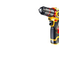 Knockout Cordless Drill Built Tough With 16.8V Power And Solid Metal Chuck Heavy Duty Impact Driver viewed from the side.