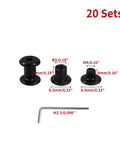 Top Shelf Stainless Steel M4 X 4mm Binding Post Screws set with black terminal bolts and hex key, 20 pack for electronics use.