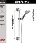 9 Spray Slide Bar Handheld Shower With Hose Chrome Finish Detachable Shower Head Adjustable Bar Kit dimensions and specifications