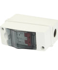 DC Solar Panel Breaker 16A 500V Outdoor Disconnect Switch IP65 Rated DIN Rail Enclosure, visible side view.