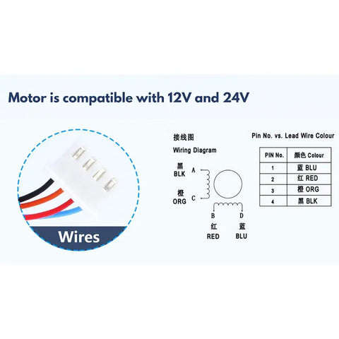 Moons NEMA14 36mm 17mm Enhanced Stepper Motor Compatible with Orbiter and Sherpa Extruders Ender 3 Pro Voron 2.4 wiring diagram