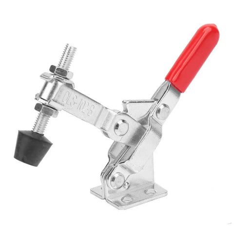 Vertical Toggle Clamp 100Kg Pull Force With Ergonomic Handle 70mm Length 45 Carbon Steel Construction Rock Solid Quick Operation Holding Clamp For Machining Assembly And Industrial Testing, red handle