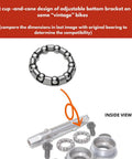 Five Sixteenth Ball Bearings Set For Bike Crank Bottom Bracket Replacement Retainer Cages Pack Of Four shown with crank parts.